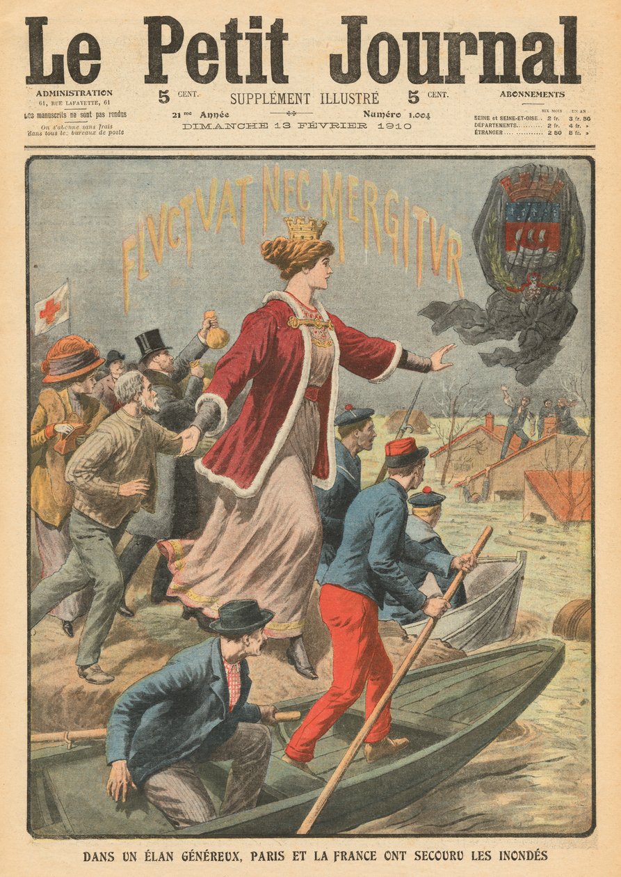 Szczodrość miasta Paryża i Francji w ratowaniu ofiar powodzi, ilustracja z „Le Petit Journal”, dodatek illustre, 13.02.1910 autorstwa French School