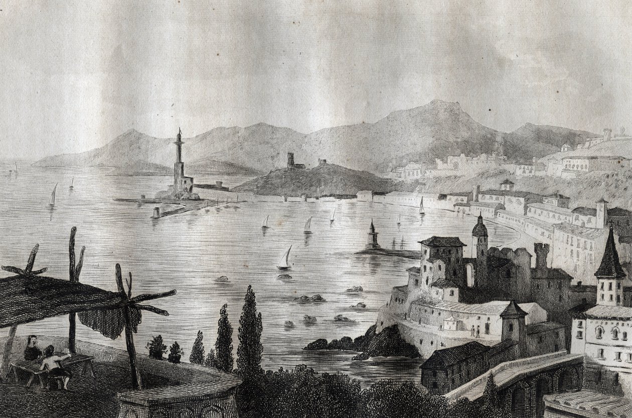 Genova - Genes - Genoa - Grawer z „” Malownicze Włochy”” autorstwa M. de Norvins, Ch. Nodier 1834-1836. autorstwa French School
