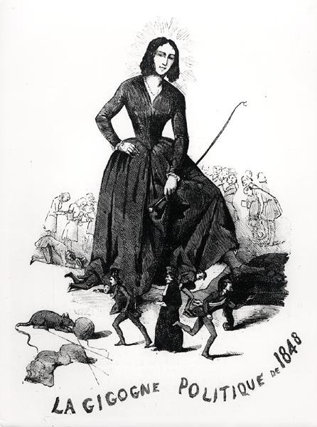 George Sand, bocian polityczny, z „Le Monde Illustre” autorstwa French School