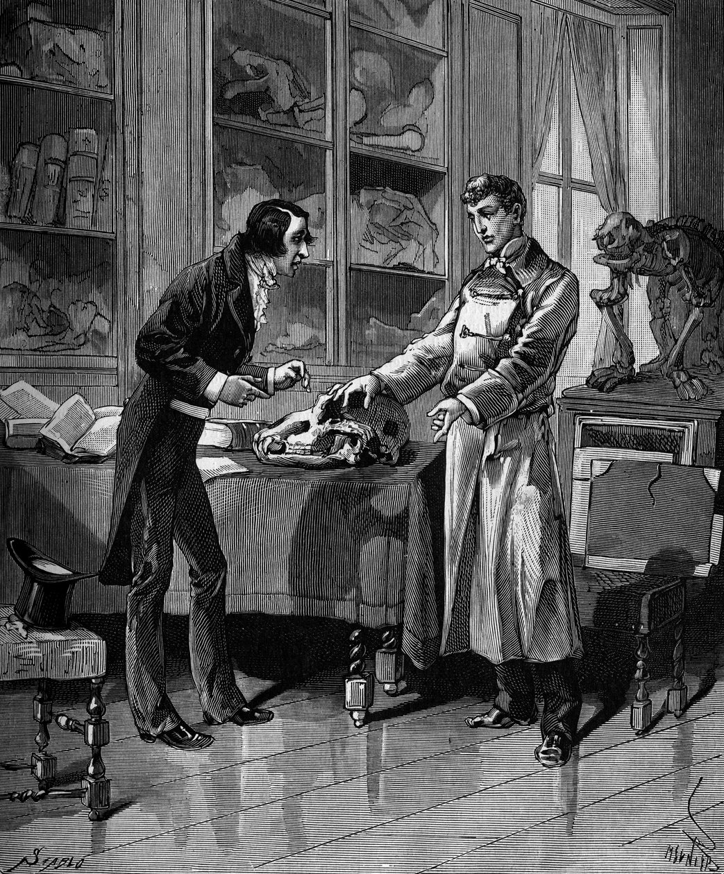 Georges Cuvier (1769-1832), francuski przyrodnik z młodym studentem. w „Histoire populaire des sciences, wynalazki i odkrycia od pierwszych wieków do współczesności” Bitarda Adolphe