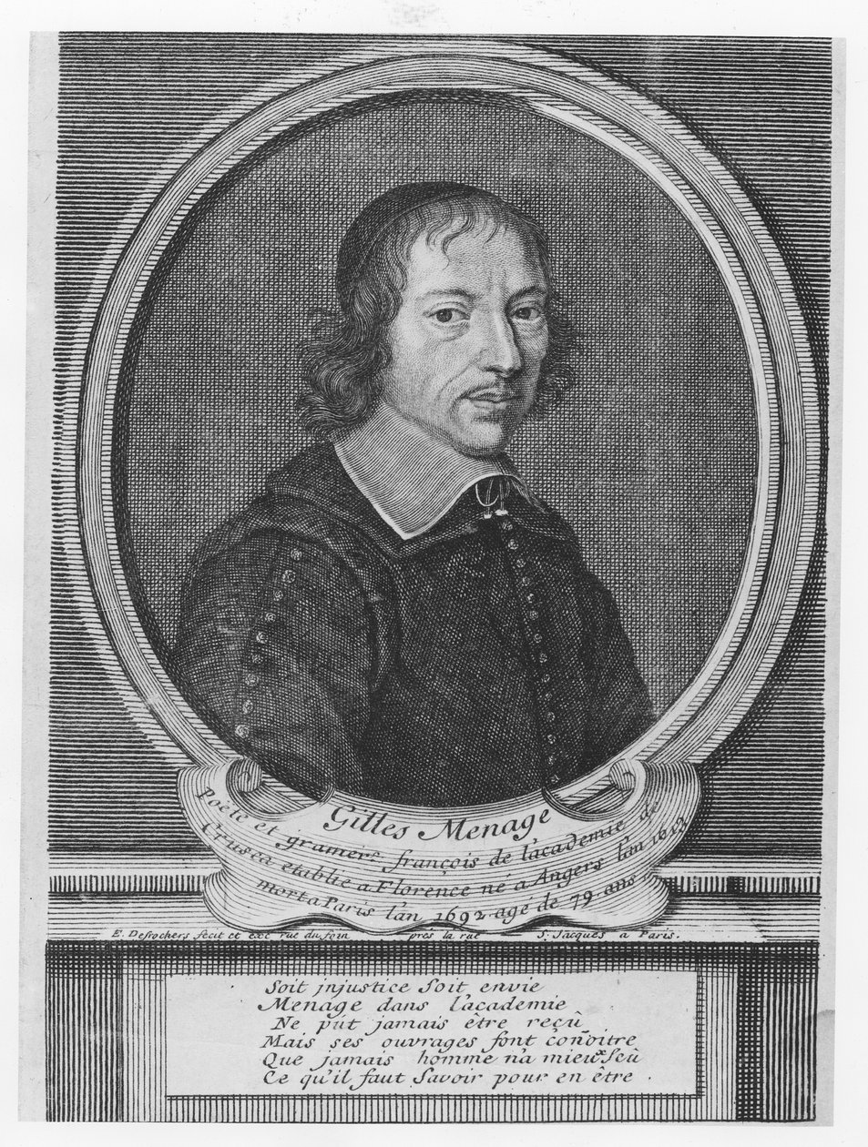 Gilles Menage (grawerowanie) autorstwa French School