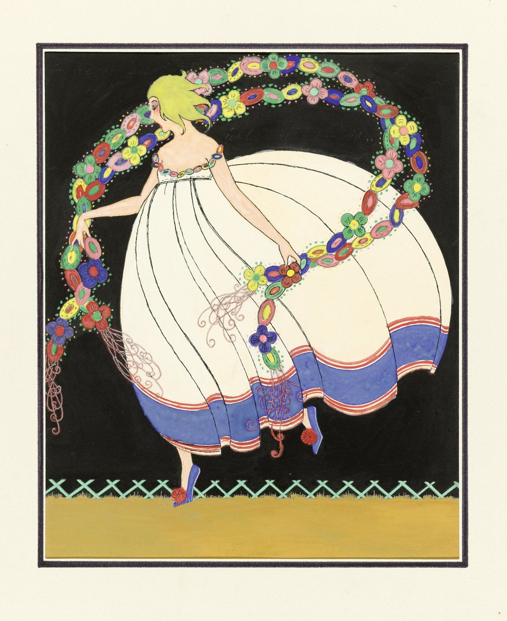 Dziewczyna tańcząca z podwójną girlandą, wyd. 1920 autorstwa French School