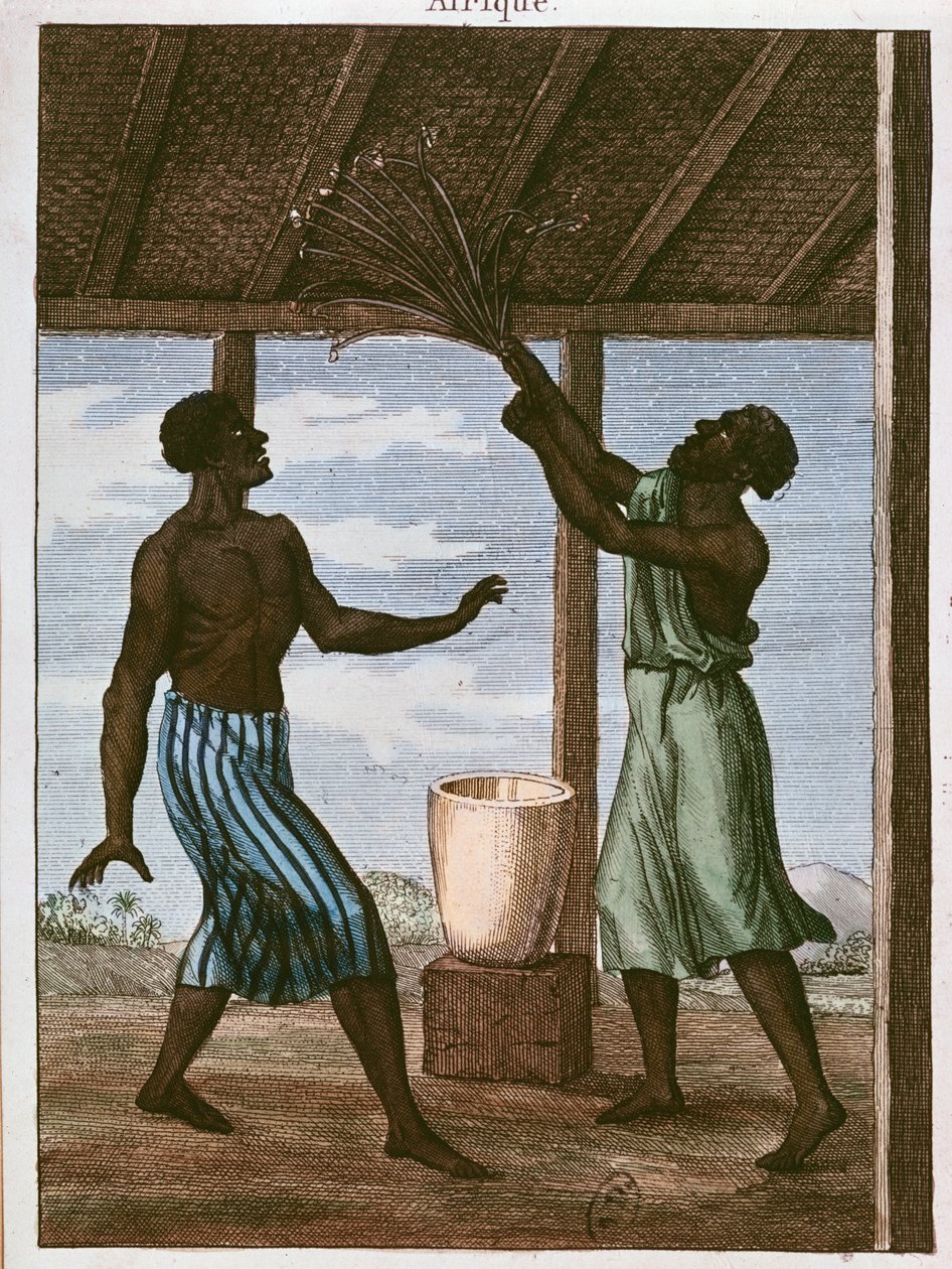 Czarny z Gold Coast konsultuje się ze swoim przeznaczeniem, 1812 (kolorowy grawer) autorstwa French School