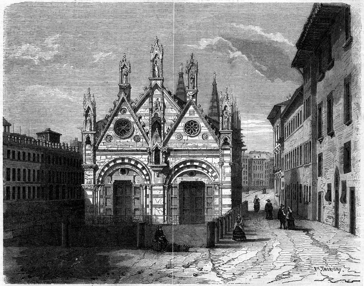 Architektura gotycka: widok zewnętrzny kościoła Santa Maria della Spina (XIII w.-XIV w.) w Pizie (Piza), Włochy autorstwa French School
