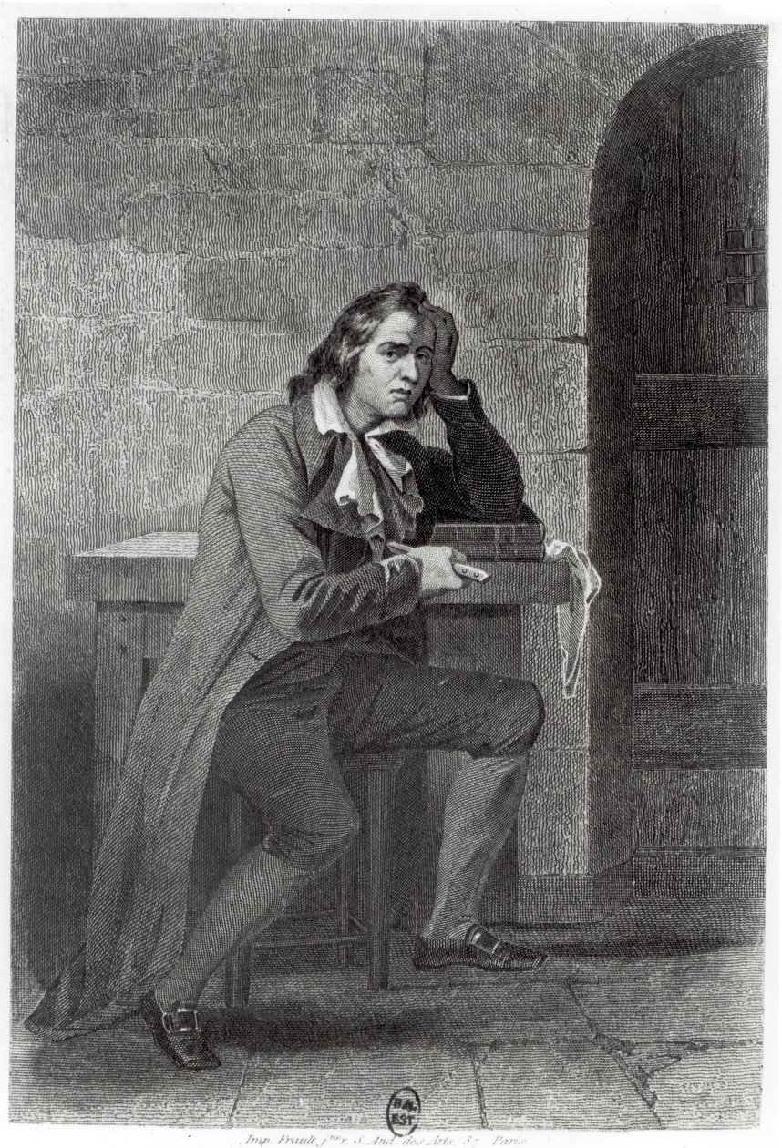 Gracchus Babeuf (1760-97) dźgający się (grawerowanie) (zdjęcie czarno-białe) autorstwa French School