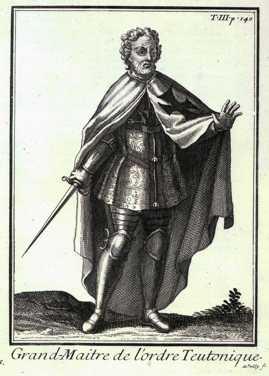 د تیوټونیک نظم لوی ماسټر، د "مذهبي، خانقاه او نظامي حکمونو تاریخ" څخه یوه بیلګه، د P. Helyot، pub لخوا. پاریس، 1714-21 پالش autorstwa French School