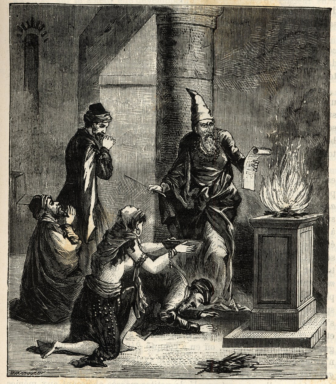 Guebres (lub Zoroastrianin) - Czciciele ognia - - Grawer w „Sciences à la potee de tous -physic et chimie populaire” autorstwa Alexis Clerc. Koniec XIX wieku. Prywatna kolekcja. autorstwa French School