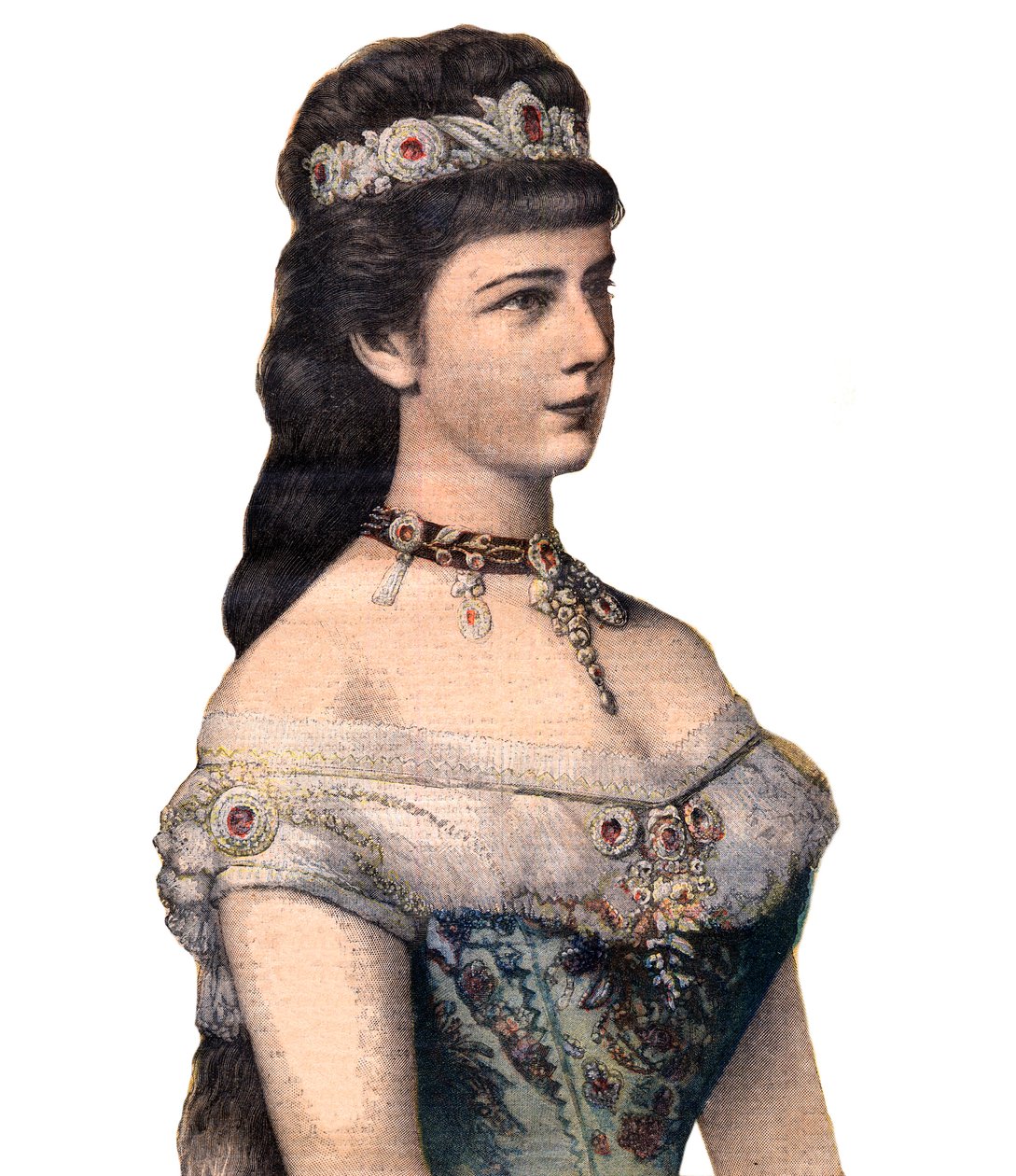 Goście z Francji: Cesarzowa Elżbieta (Sissi), małżonka Franciszka Józefa I z Austrii w „Le Petit Journal” 20 grudnia 1896 (rycina) autorstwa French School
