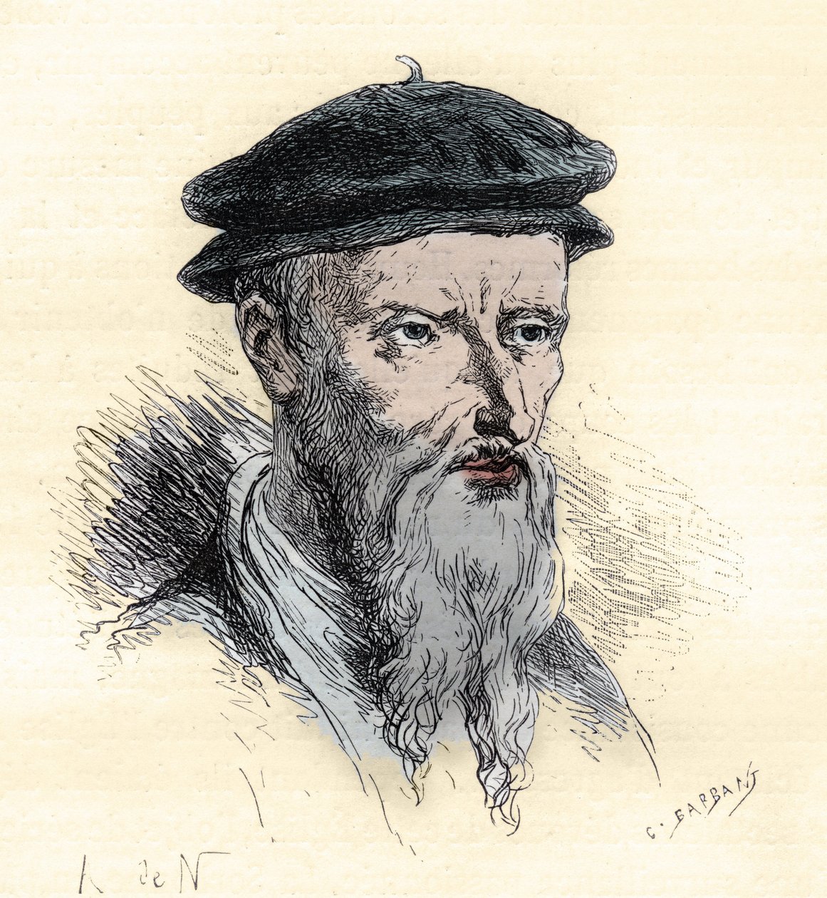 Guillaume Farel - William Farel - 1489-1565 - grawerowanie z „”Historia Francji opowiedziana moim wnukom”” - Francois Guizot - 1872-1876 autorstwa French School