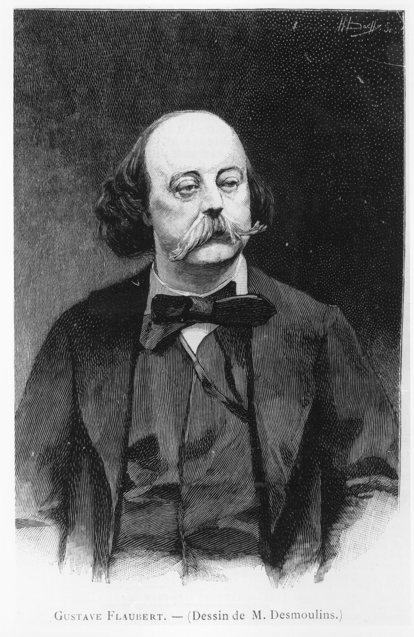 Gustave Flaubert, wg rysunku M. Desmoulinsa, sztychowany przez Henri Dochy (XIX w.) autorstwa French School