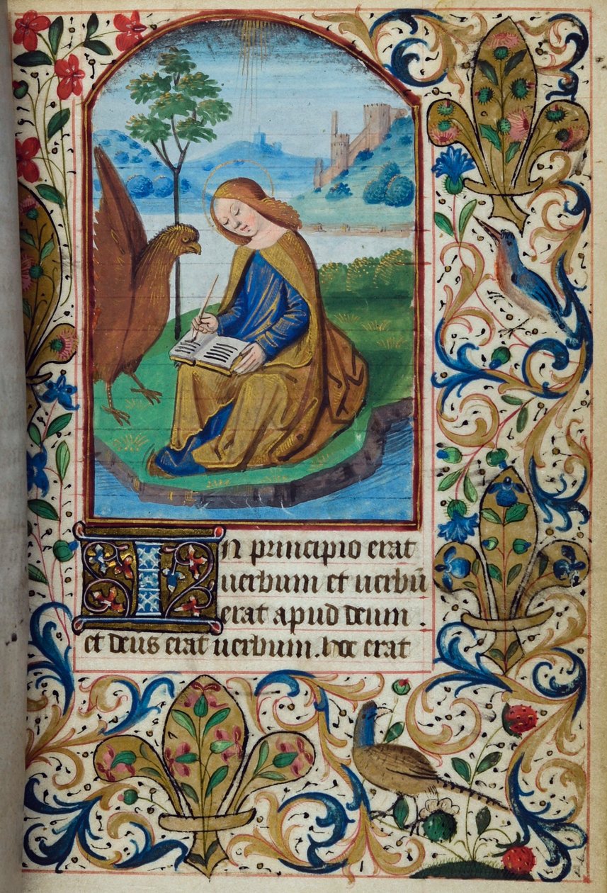 H/L-3-3 os. 14r Św. Jan Ewangelista, z Księgi Godzin, Korzystanie z Paryża, poł. XV w. autorstwa French School