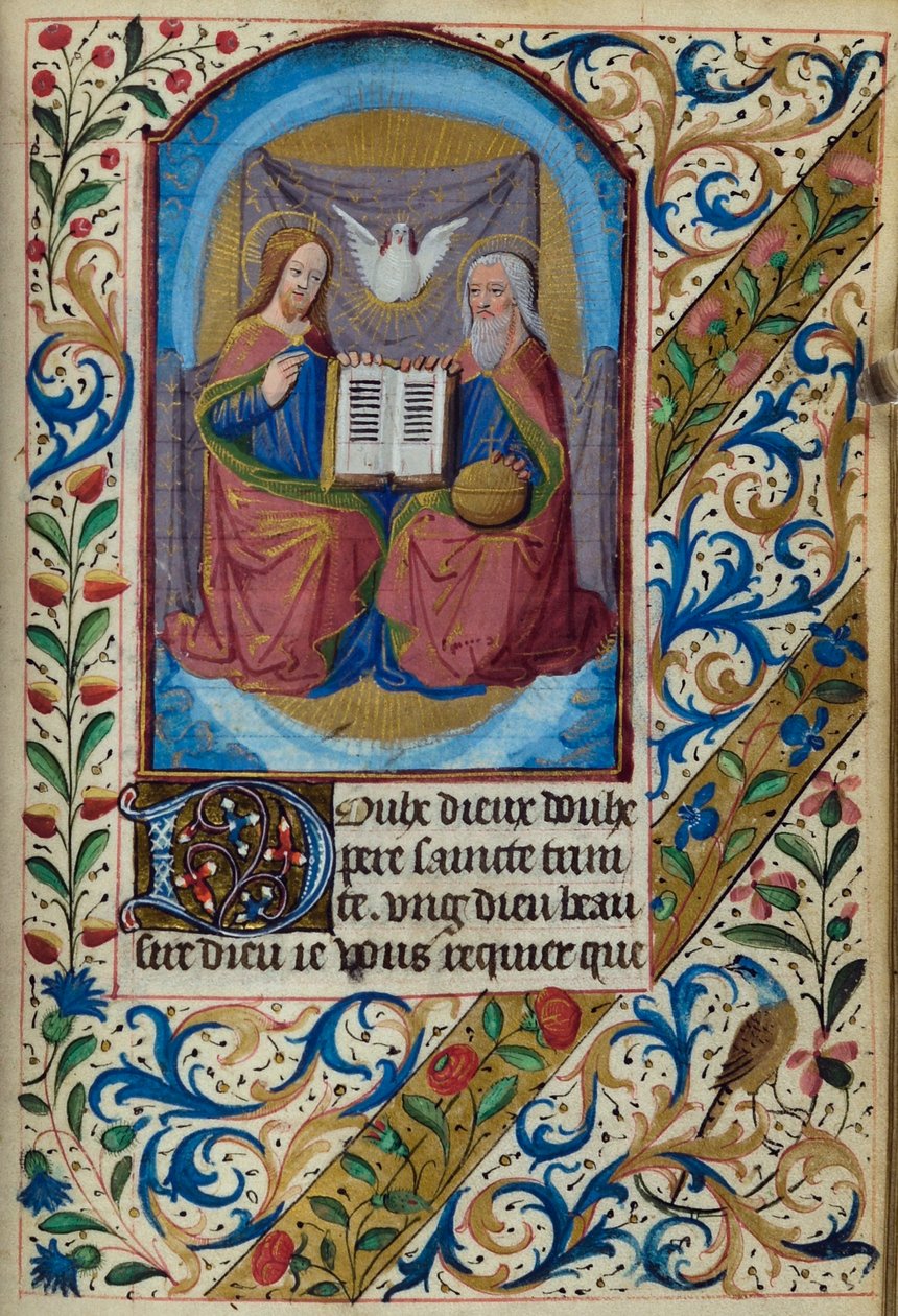 H/L-3-3 os. 153r Trójca Święta, z Księgi Godzin, Korzystanie z Paryża, poł. XV w. autorstwa French School