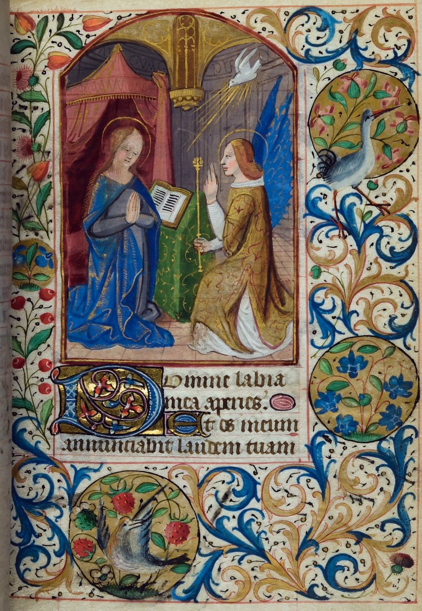 H/L-3-3 os. 26r Zwiastowanie, z Księgi Godzin, Korzystanie z Paryża, poł. XV w. autorstwa French School