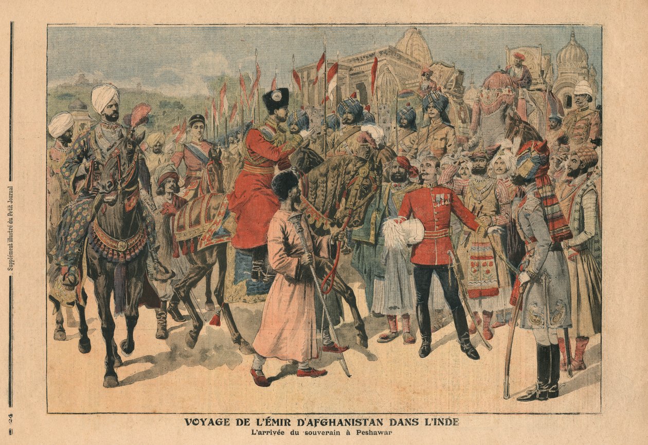 حبیب الله خان (1872-1919) د افغانستان امیر پیښور، هند ته ورسید، د لی پیټ ژورنال څخه انځور، ضمیمه انځور، 20 جنوري 1907 پولی autorstwa French School