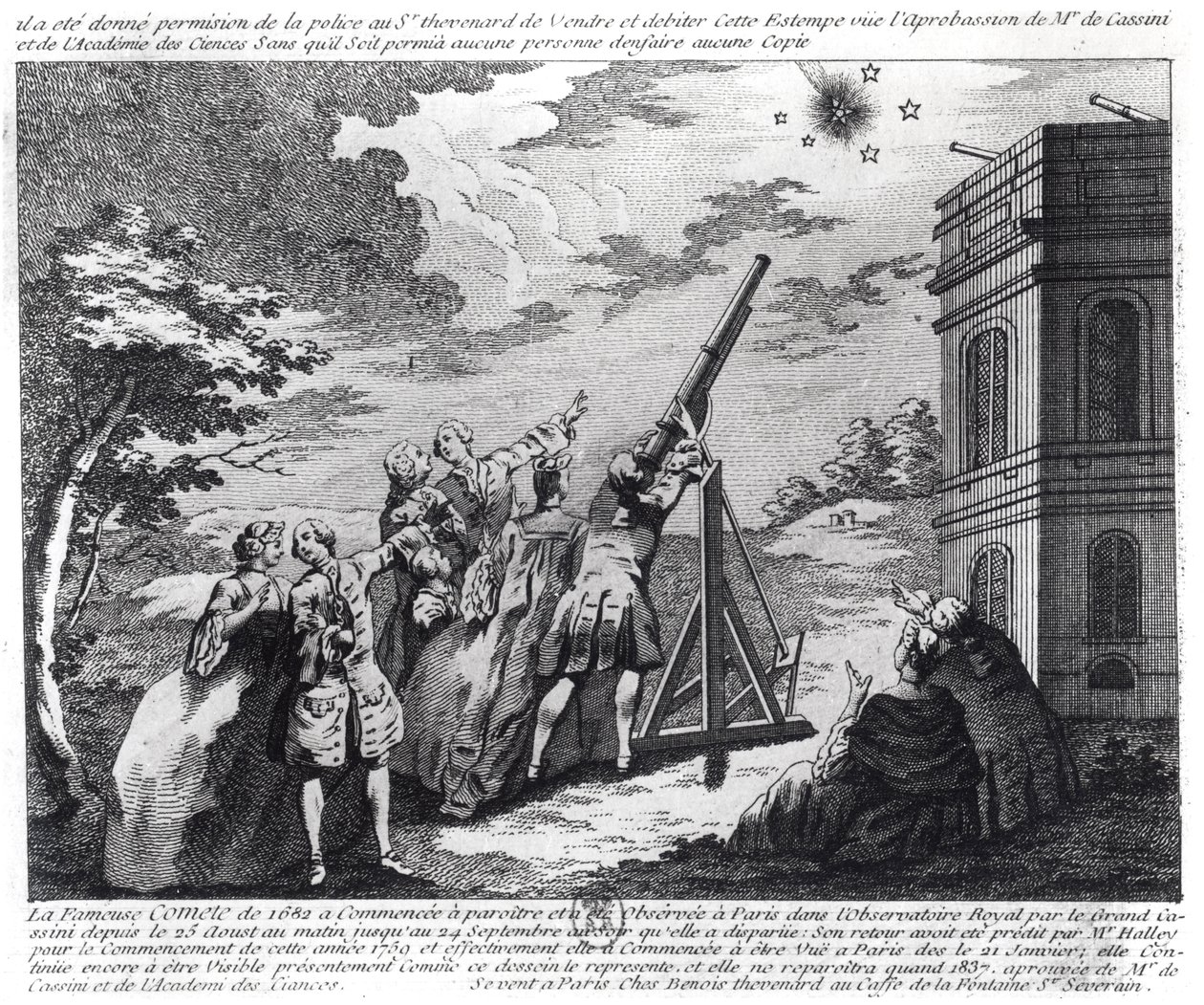 Kometa Halleya obserwowana w 1759 przez Cassini III (1714-84) autorstwa French School