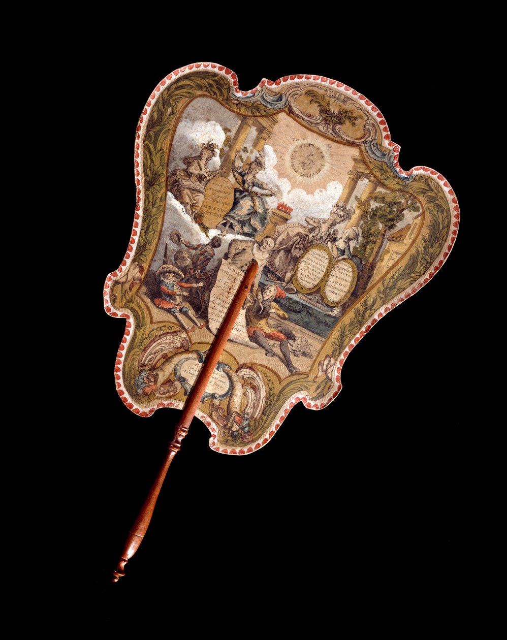 Ekran dłoni. Kolorowy grawer na tekturze chroniący twarz przed gorącem ognia. Francja XVIII wiek. Paryż, Muzeum Carnavalet autorstwa French School
