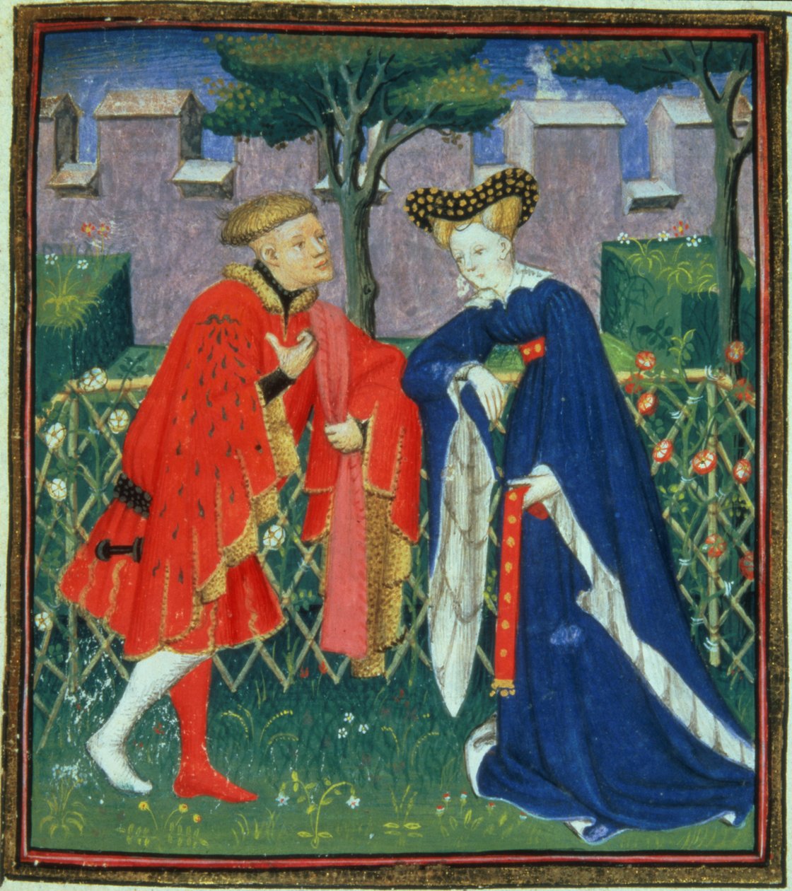 Harl 4431 f.376 Sto ballad damy i jej kochanka, kopia paryska, c.1410-15 autorstwa French School