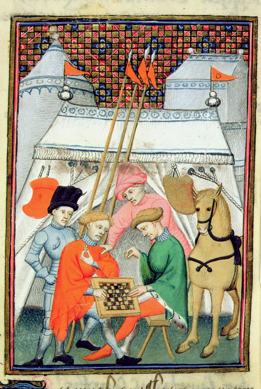 Harley 4431 f.133 Ulisses grający w szachy, kopia paryska, ok.1410-15 (welum) autorstwa French School