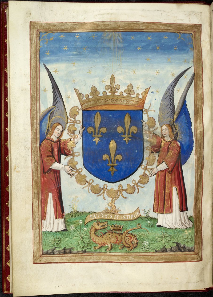 Harley 4939 fa. 6v, karta herbowa z Historii wojen rzymskich, autorstwa Appiana, ok. 1515-17 (welum) autorstwa French School
