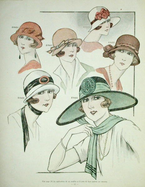 Kapelusze dla kobiet z „La Veritable Mode Francaise de Paris” autorstwa French School