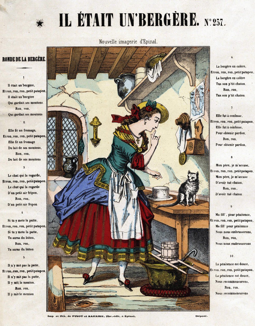 Był pasterzem. Piosenka dziecięca. Obraz Epinal z XIX wieku. autorstwa French School