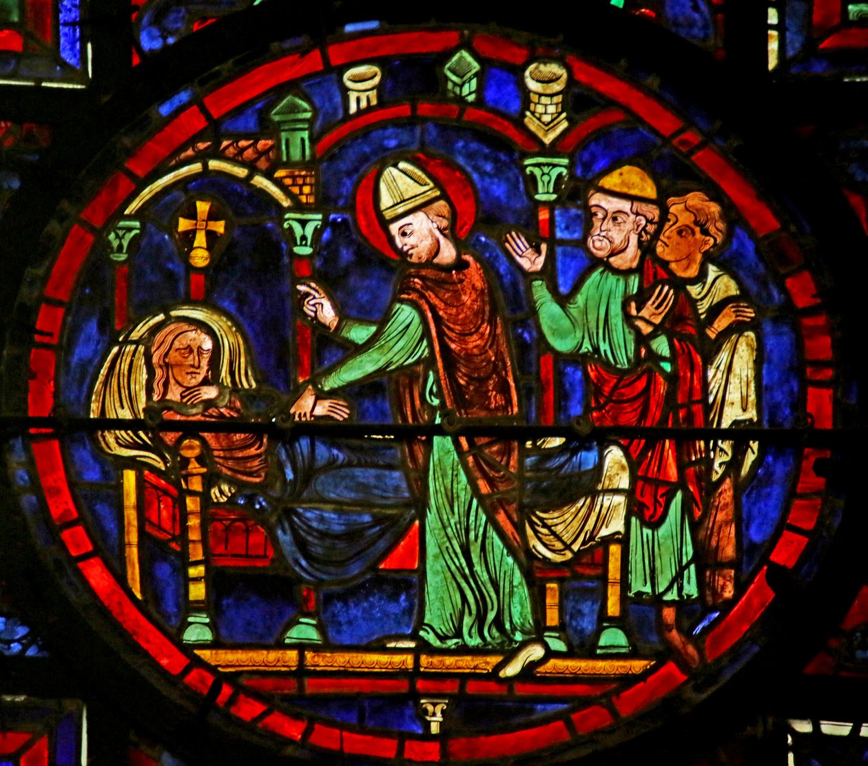 Uzdrowienie Tetradiusa, scena z życia św. Marcina, katedra w Chartres autorstwa French School