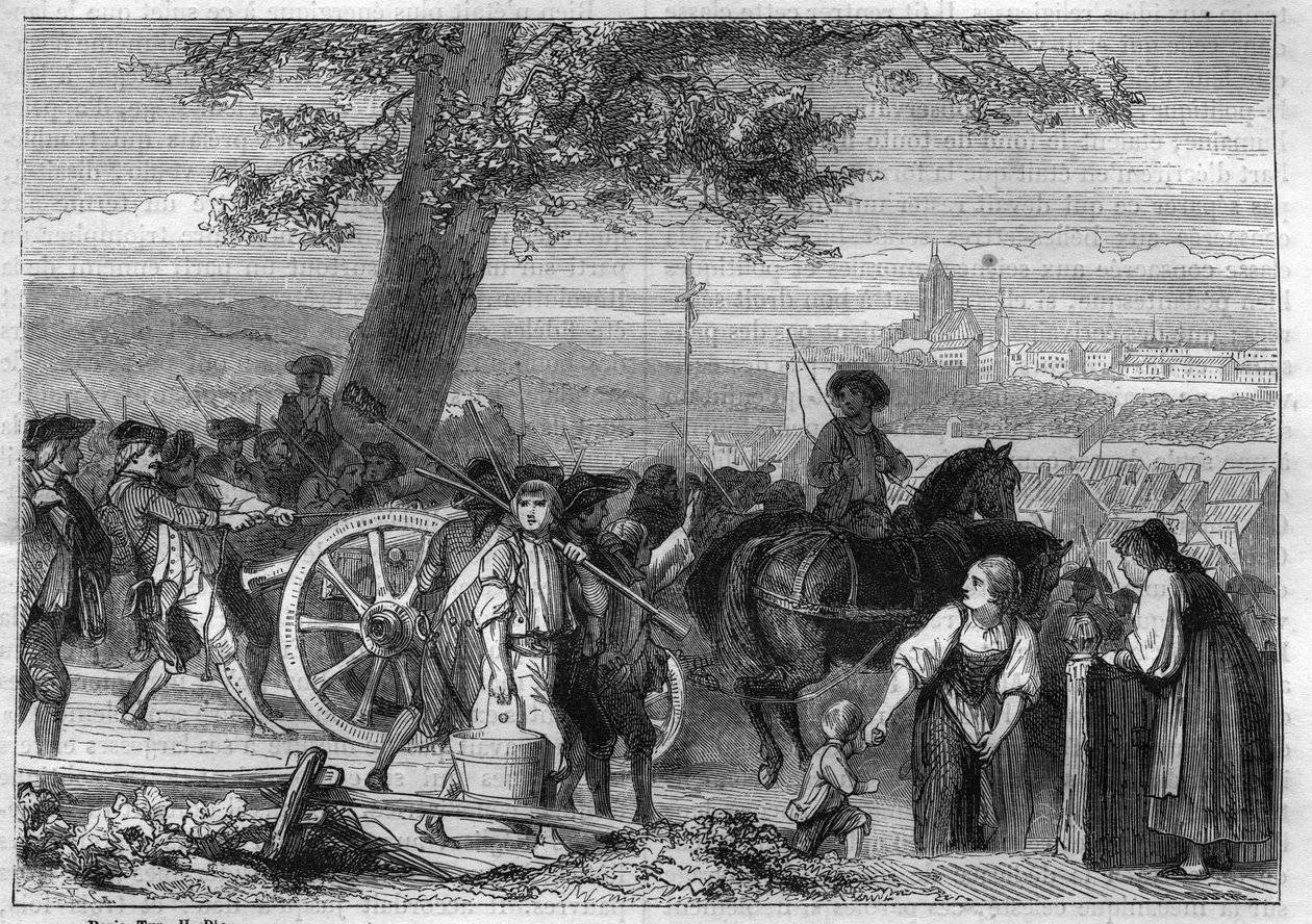 Republika Helwecka, powstanie chłopów Oberlandu: pochód na Berno (Szwajcaria) w listopadzie 1802 r. - Rycina z 1865 r. w „Histoire du Consulate et de l