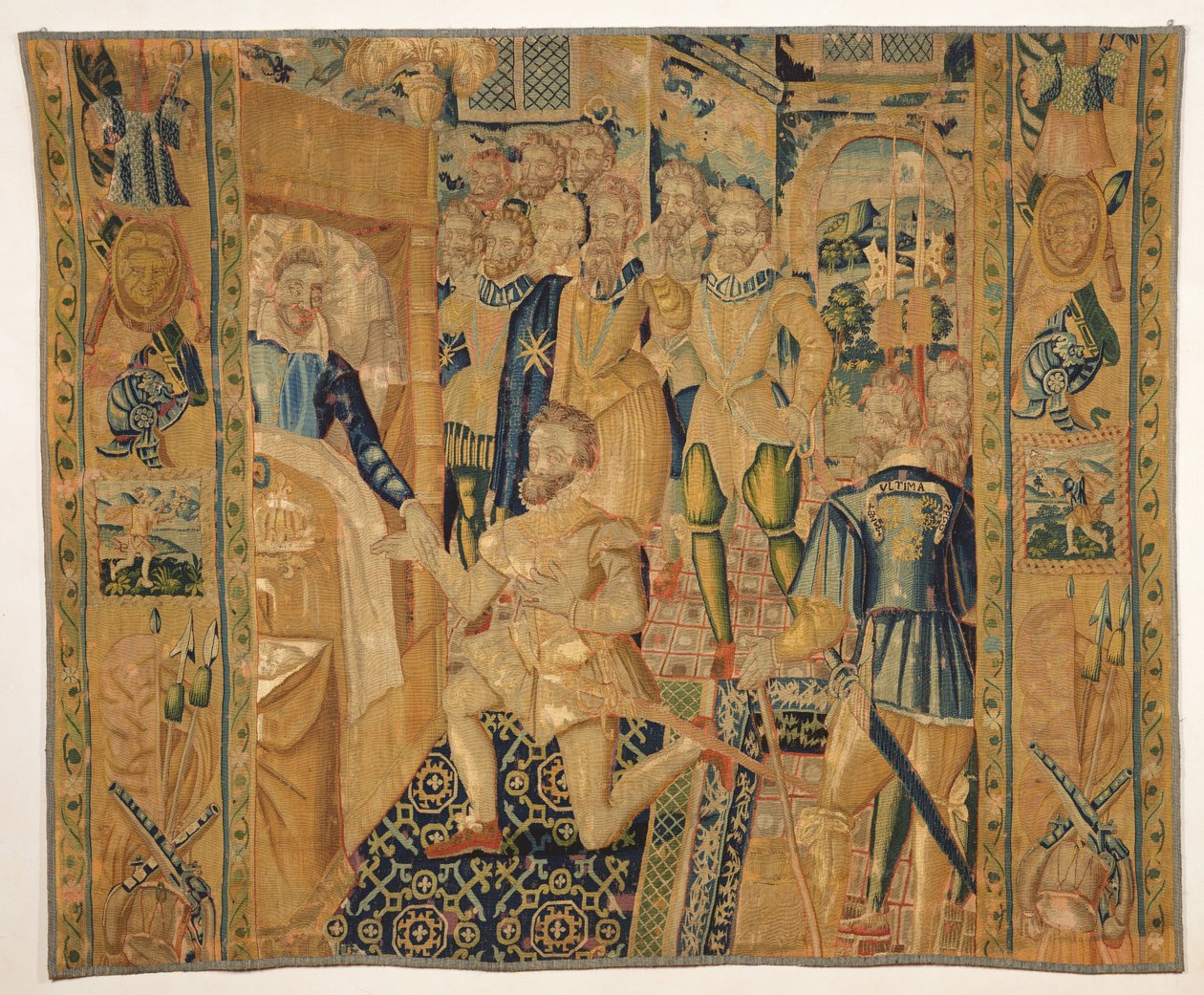 Henri III (1551-89) de Valois nadaje insygnia władzy Henrykowi III (1553-1610) de Bourbon autorstwa French School