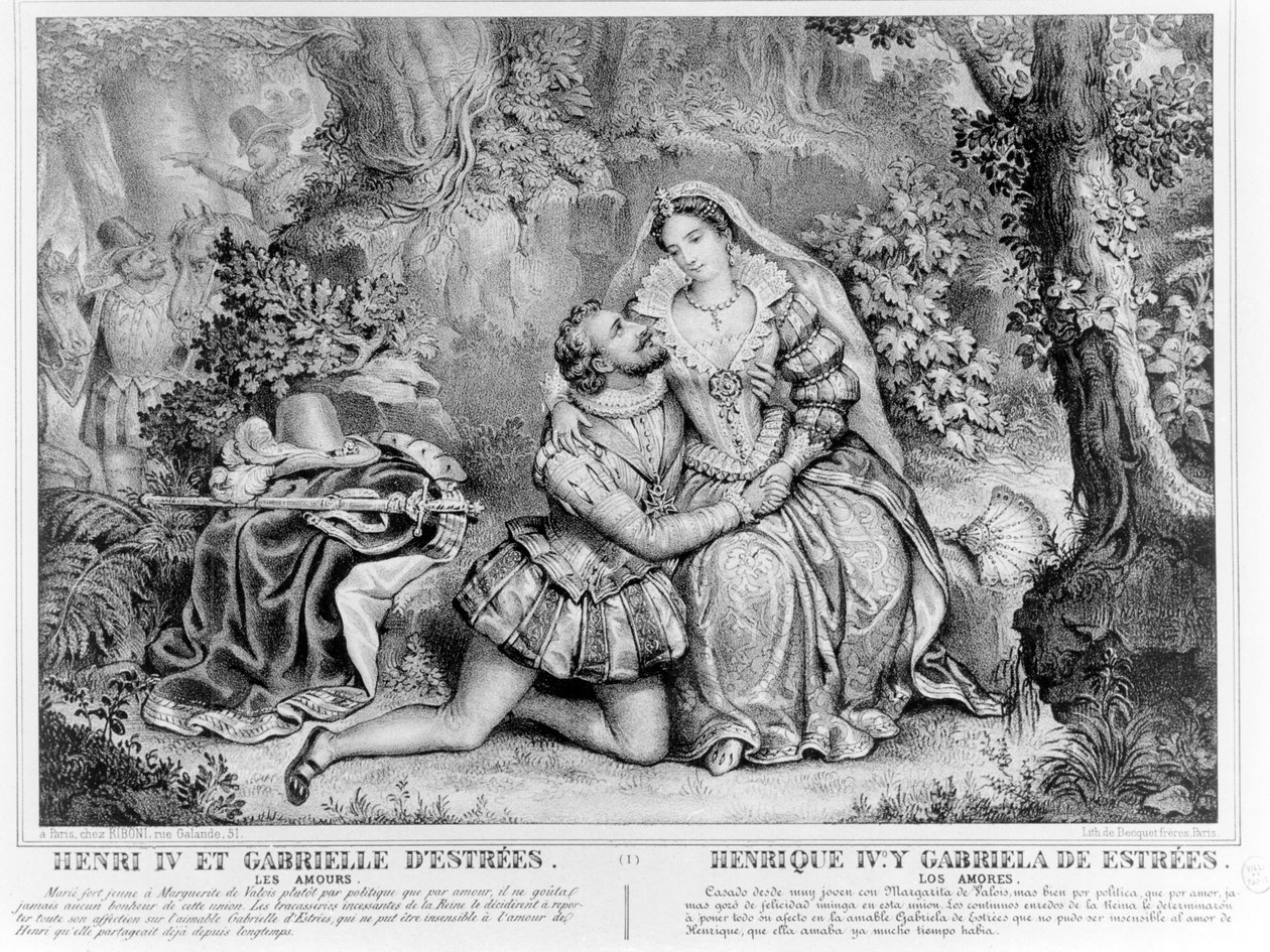 Henryk IV (1553-1610), król Francji i Gabrielle dEstrees (1573-99) autorstwa French School