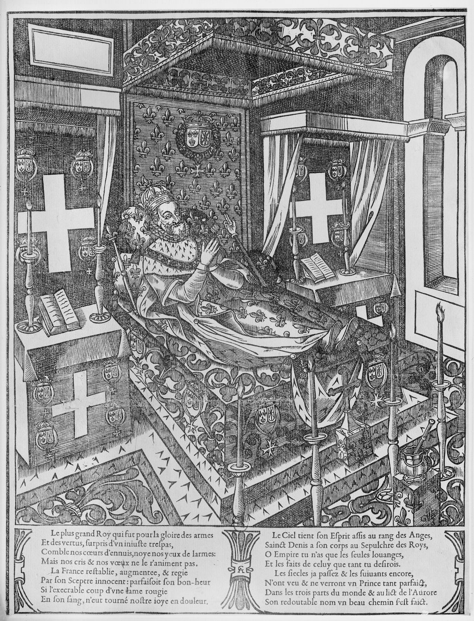 Henryk IV (1553-1610) na łożu śmierci, 1610 autorstwa French School
