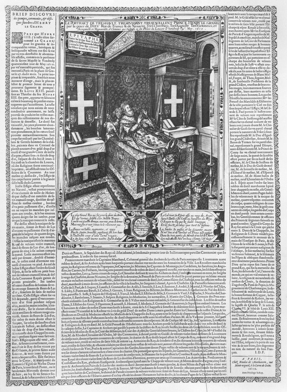 Henryk IV (1553-1610) na łożu śmierci, 1610 autorstwa French School