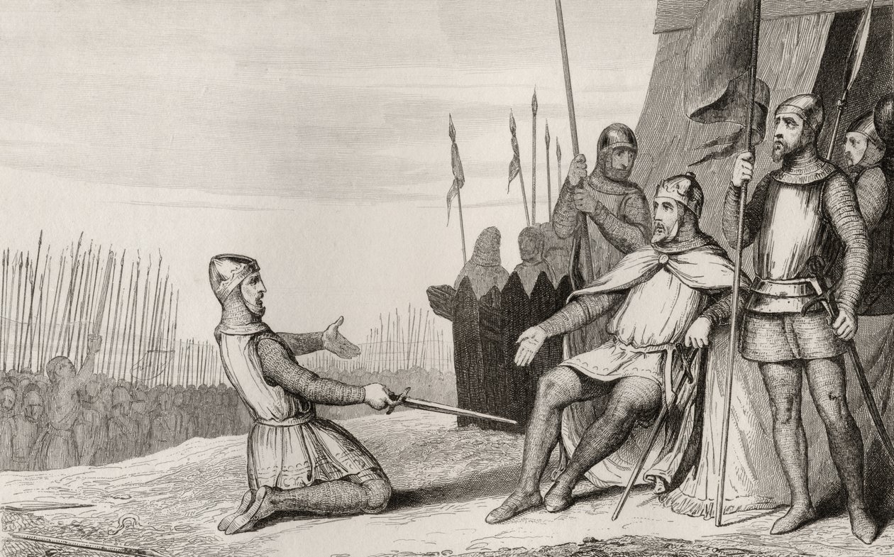 Henryk I (1008-60) ułaskawia swojego brata Roberta-Le-Vieux, z "Histoire de France" Colarta, opublikowanej ok. 1840 r. autorstwa French School