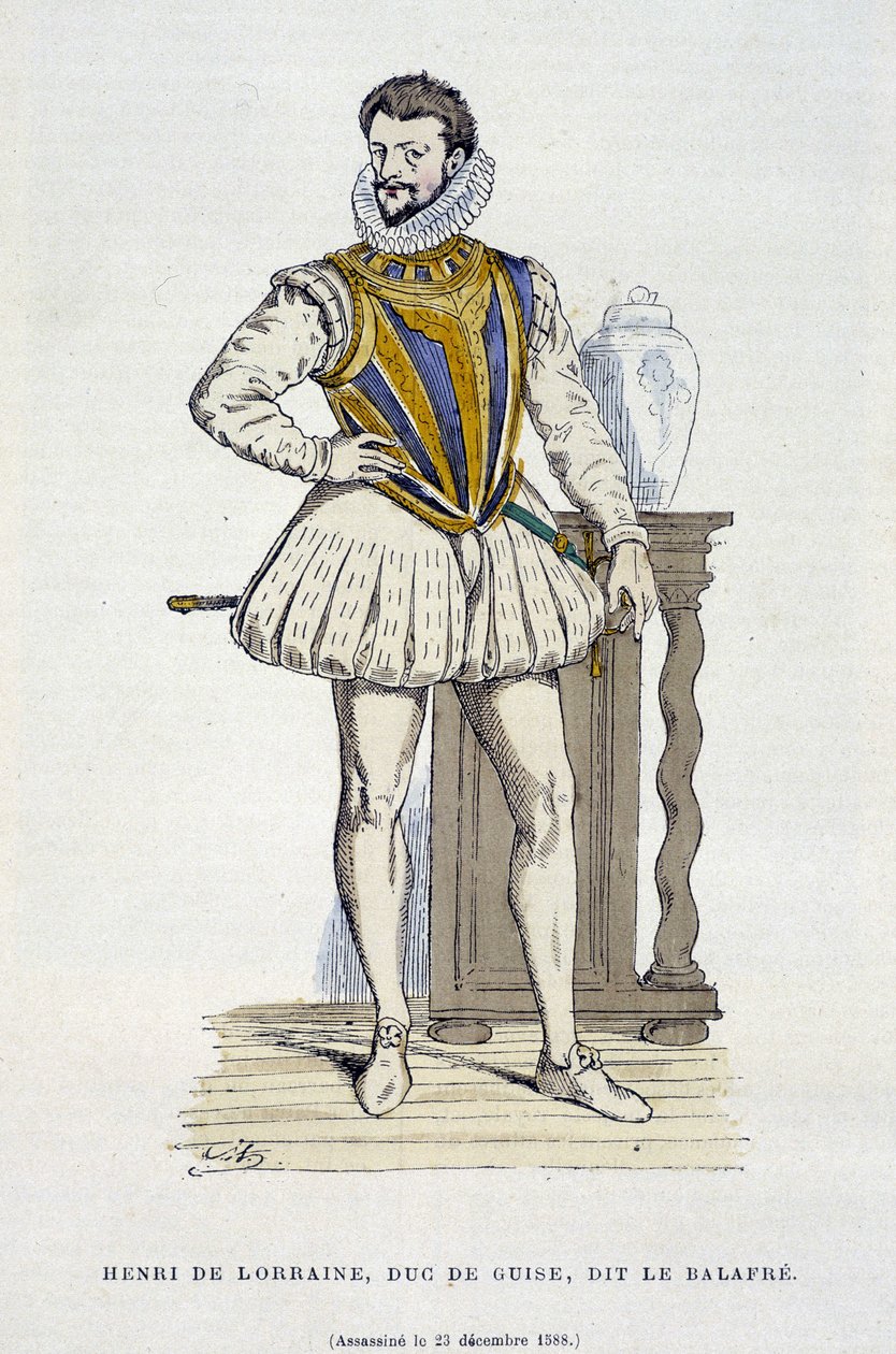 Henri de Lorraine, książę de Guise, dit le Balafré (1550 - 1588) - w "Francja i Francuzi na przestrzeni wieków" Augustina autorstwa French School