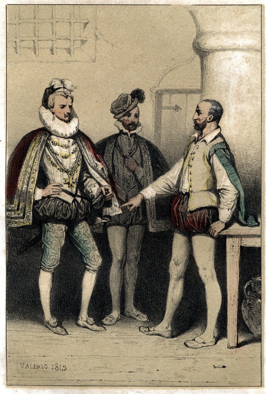 Henryk III (1551-1589), król Francji, odwiedził Bernarda Palissy, ceramika, uwięzionego w Bastylii. w „” Scenes de la vie d