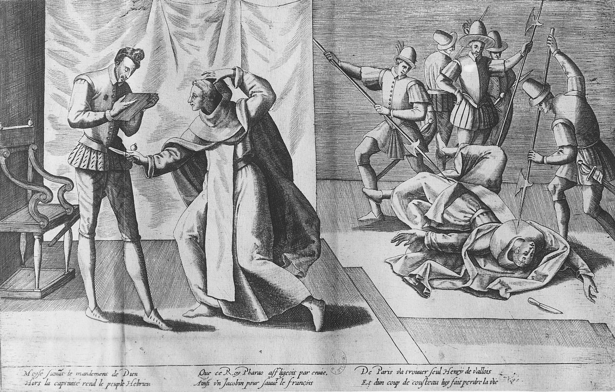Henryk III Francji zamordowany przez Jacques Clement, 1 sierpnia 1589 autorstwa French School