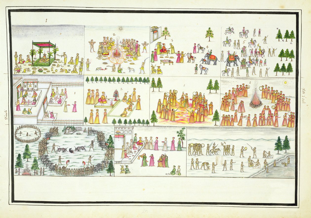 Festiwale hinduskie, w tym Dasehra, Diwali i Holi z albumu The Gentil, opublikowanego w 1774 r. autorstwa French School