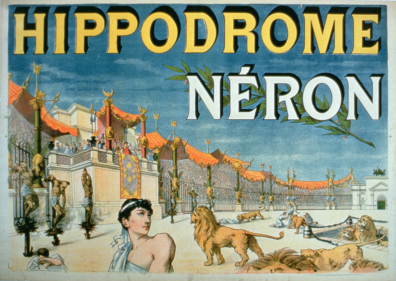 "Hipodrom Nerona" (kolorowa litografia) autorstwa French School