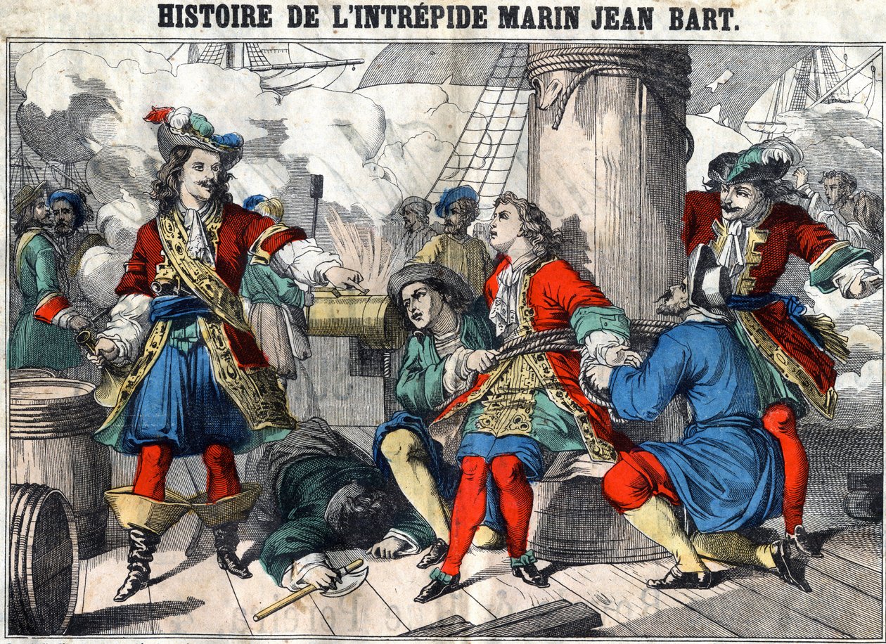 Historia nieustraszonego marynarza Jeana Barta Jean Barta (1650 - 1702), francuskiego korsarza. Obrazowanie epinal z końca XIX wieku. autorstwa French School