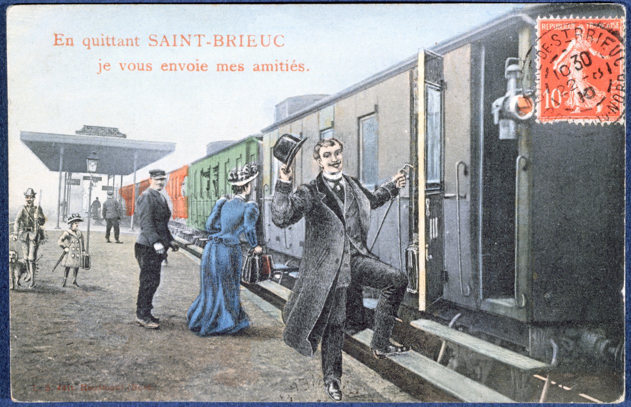 Pocztówka świąteczna z Saint-Brieuc, ok. 1910 (po zdjęciu) autorstwa French School