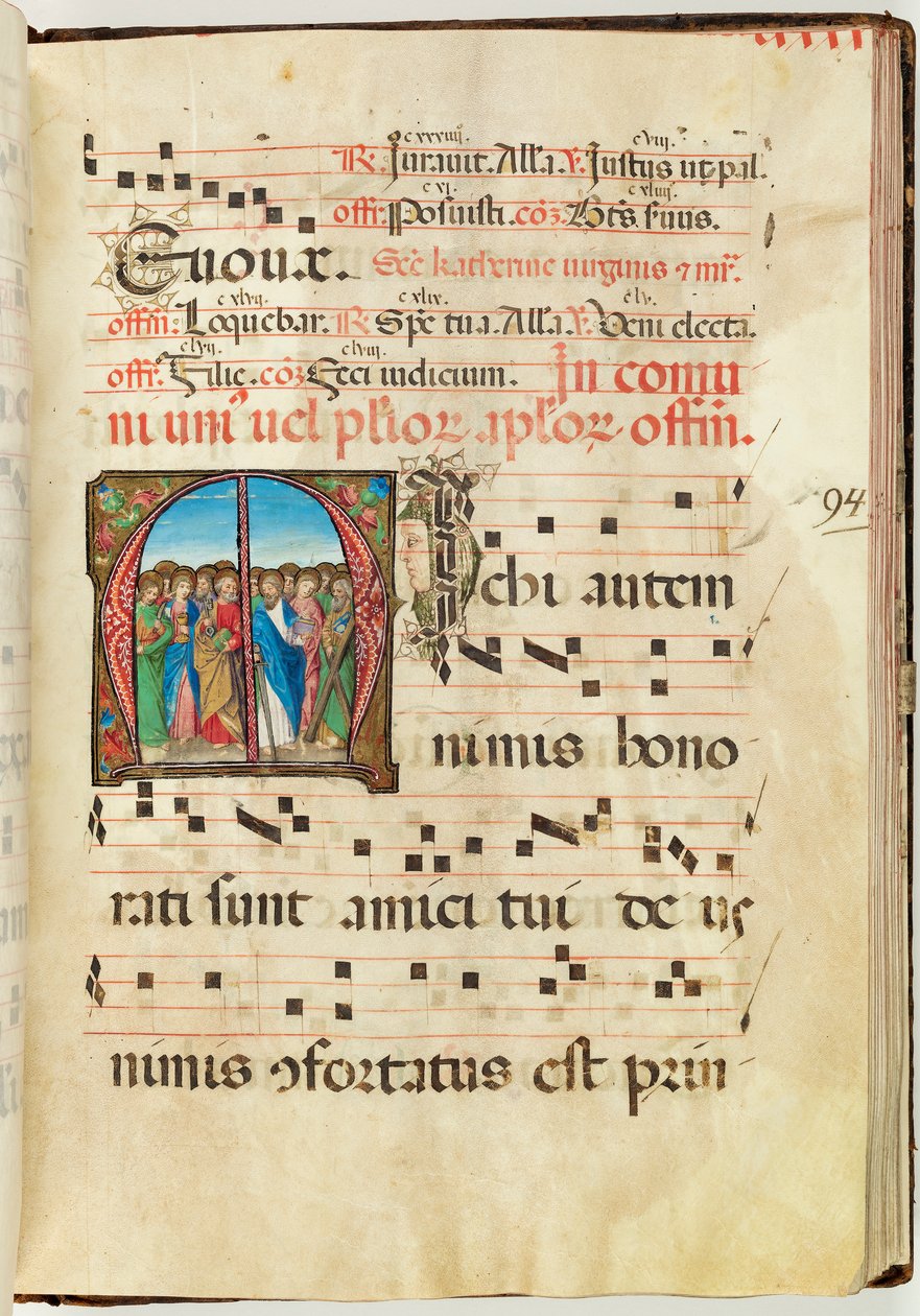 Święci Apostołowie, Graduał, f.94 (tusz, tempera i złoto płatkowe na pergaminie) autorstwa French School