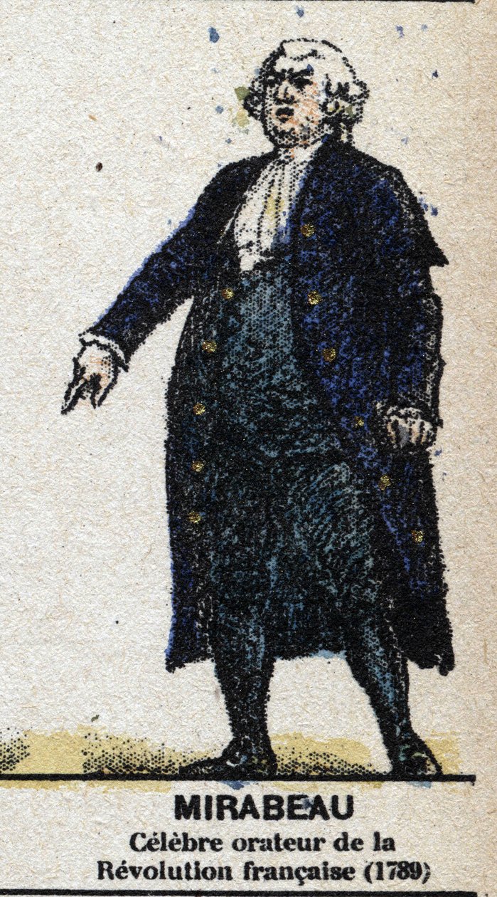 Honore Gabriel (Honore-Gabriel) Riqueti, hrabia Mirabeau (1749-1791), polityk francuski. W „”Galeriede Kings and Queens of France oraz znamienitych postaci z lat 1643-1895””Obraz epinal. autorstwa French School
