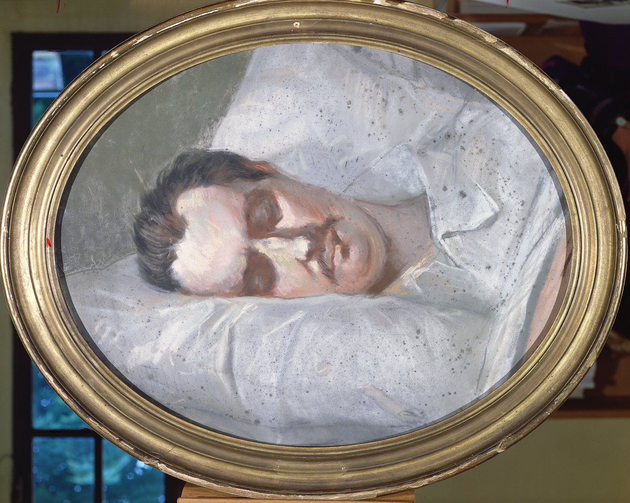 Honore de Balzac (1799-1850) na łożu śmierci, 15 sierpnia 1850 autorstwa French School