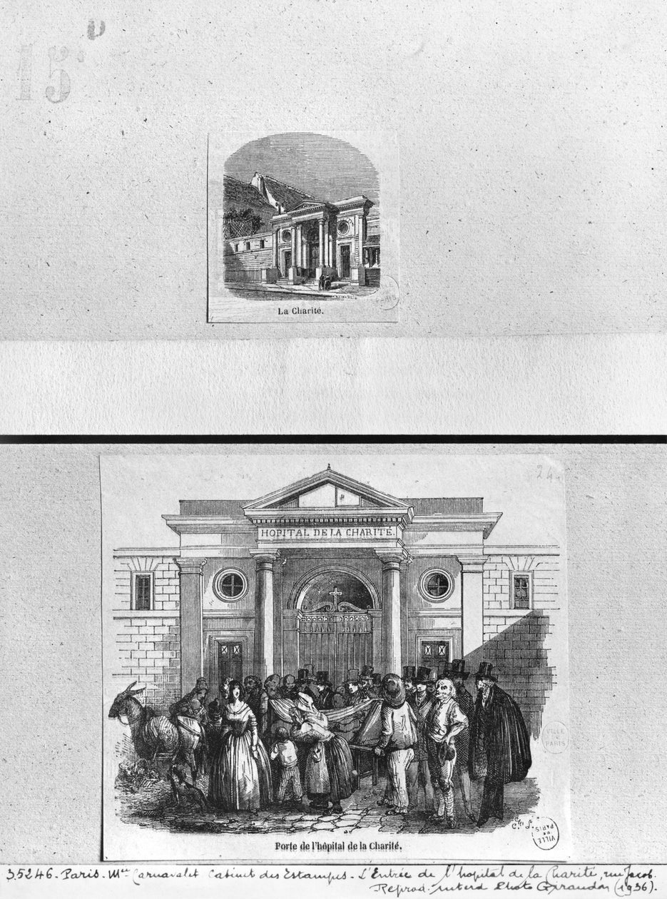 Hopital de la Charite, brama wejściowa na rue Jacob, Paryż autorstwa French School