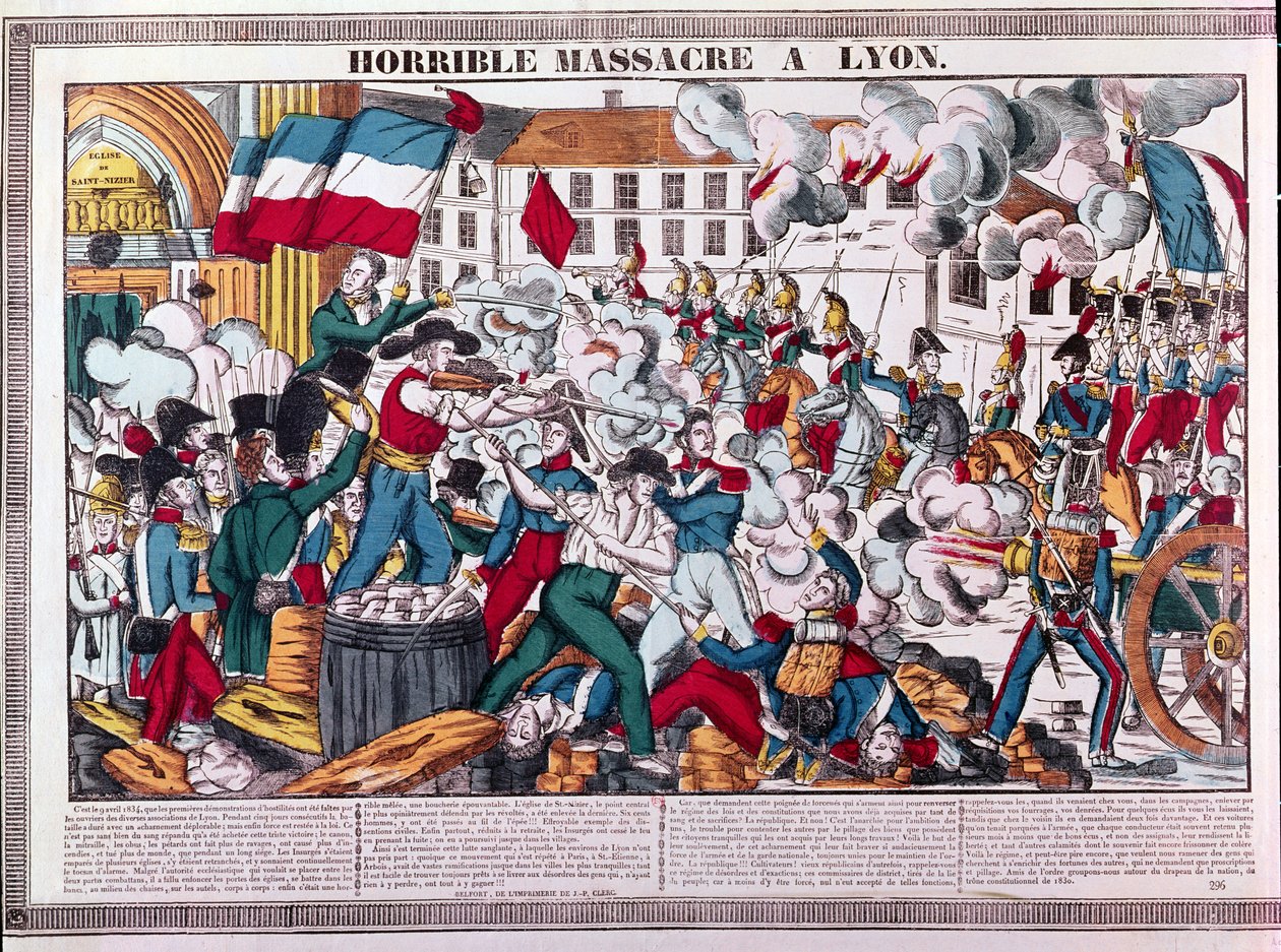 Okropna masakra w Lyonie, 9 kwietnia 1834 r. autorstwa French School