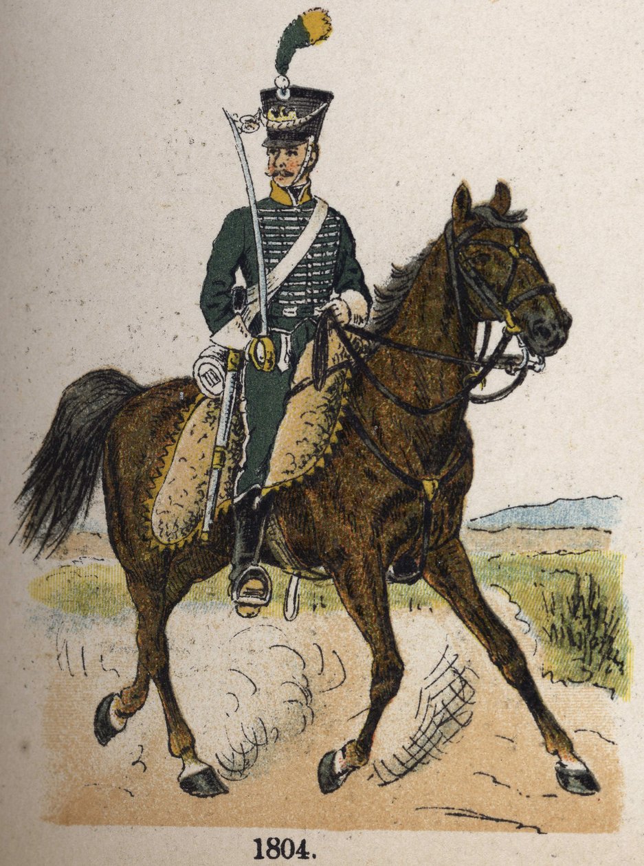 Łowca konny w 1804 r. Tabliczka z książki Les Uniformes de l