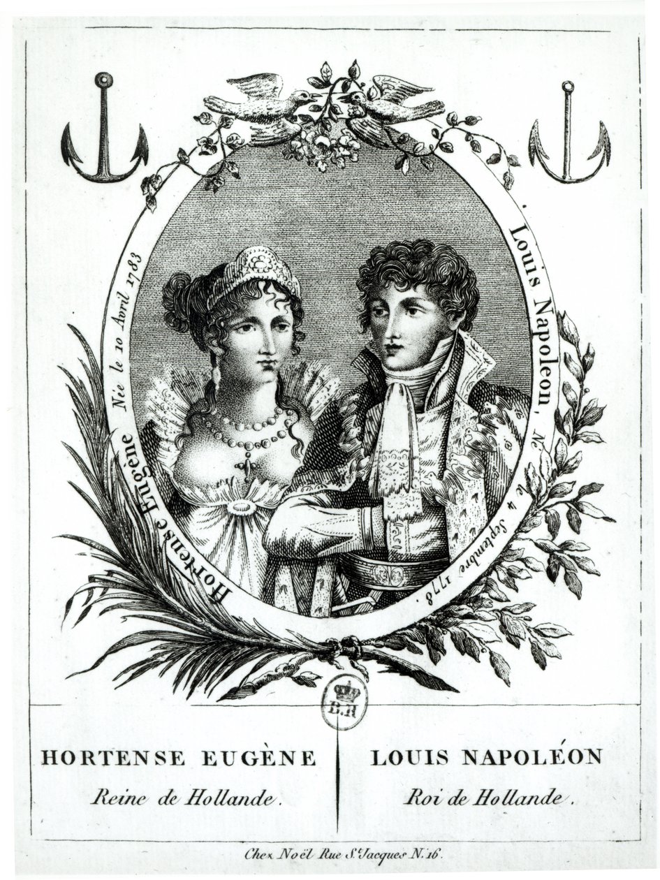 Hortense de Beauharnais (1783-1837) i Ludwik Napoleon Bonaparte (1778-1846) autorstwa French School