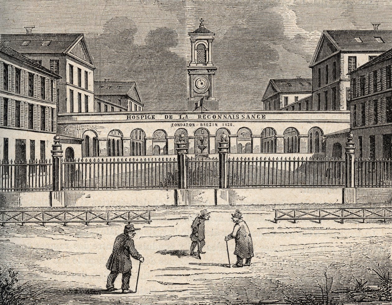 Hospice de la reconnaissance w Garches - Hauts-de-Seine - grawer w „” PATRIE” - OPIS PICTURESSE DE LA FRANCE EN 6 TOMÓW LUCIENA HUARDA - koniec XIX wieku autorstwa French School