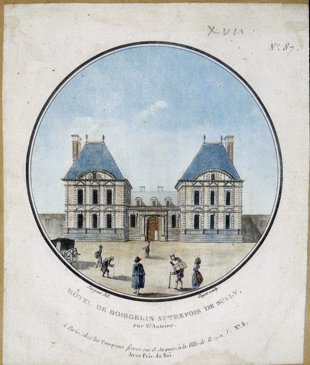 Hotel de Boisgelin, dawniej Sully - grawerunek autorstwa French School