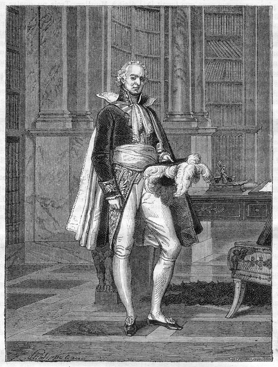 Hugues Bernard Maret (1763-1839), książę Bassano, polityk francuski (1807) - w „Historii imperium po dziejach konsulatu” Adolphe Thiers -1879 – kolekcja prywatna autorstwa French School
