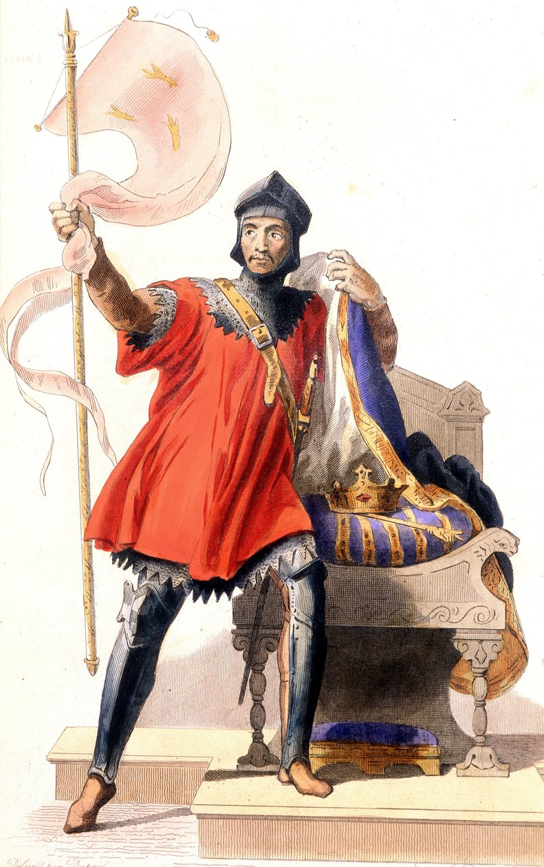 Hugues Capet i jego sztandar - w „”Le Plutarque francais””, wyd. Mennechet autorstwa French School